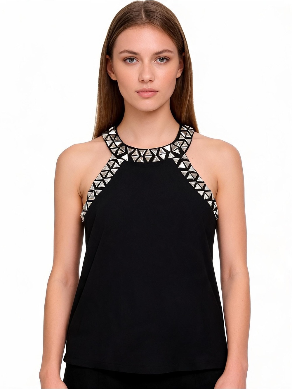 Express Black Tank with Metallic Accents